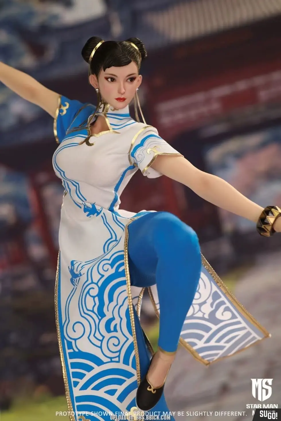 Star Man Street Fighter Chun-Li MS-011 1/6 Scale Blue Brocade White Cheongsam Version Figure